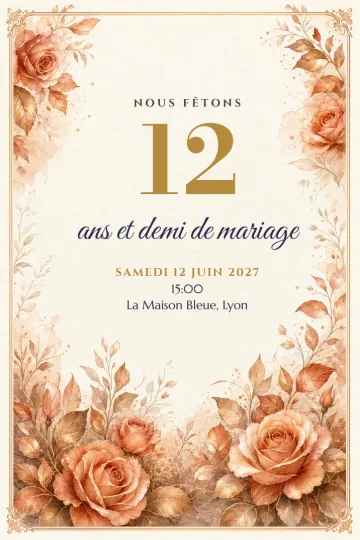 Invitation avec le modèle Noces de cuivre