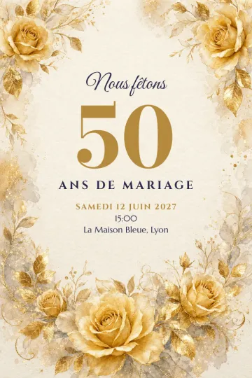 Invitation avec le modèle Noces d’or