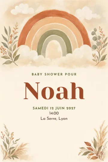 Invitation avec le modèle Arc-en-ciel bohème