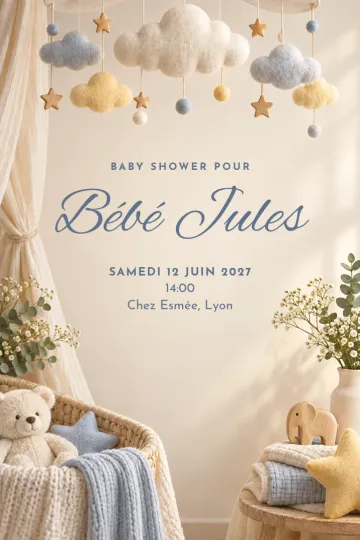 Invitation avec le modèle Mobile nuages