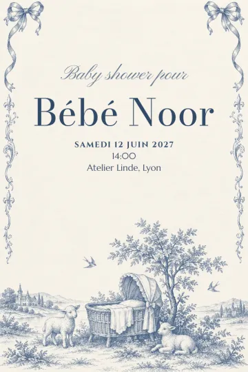 Invitation avec le modèle Toile de Jouy