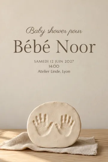 Invitation avec le modèle Petites mains en argile