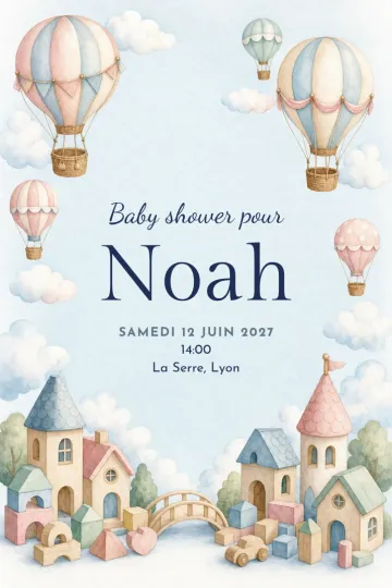 Invitation avec le modèle Montgolfière