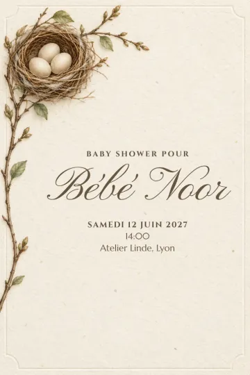Invitation avec le modèle Petit nid doux