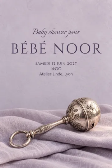 Invitation avec le modèle Hochet d’argent