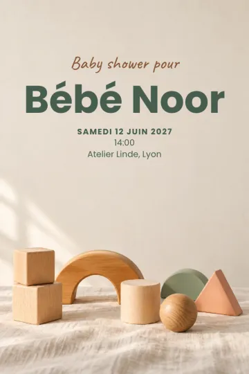 Invitation avec le modèle Formes en bois