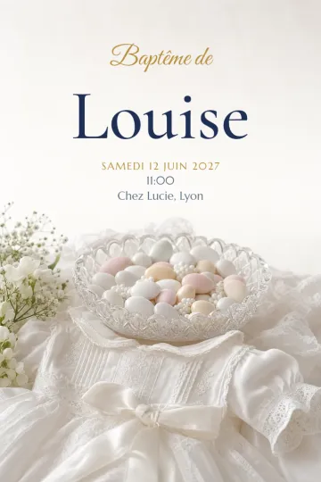 Invitation avec le modèle Baptême et dragées