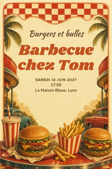 Invitation avec le modèle Burger au jardin