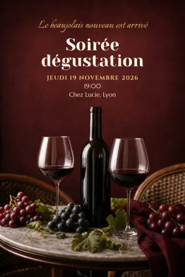 Invitation avec le modèle Beaujolais nouveau