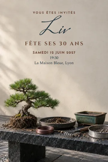 Invitation avec le modèle Atelier bonsaï