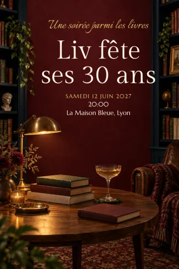 Invitation avec le modèle Librairie après la fermeture
