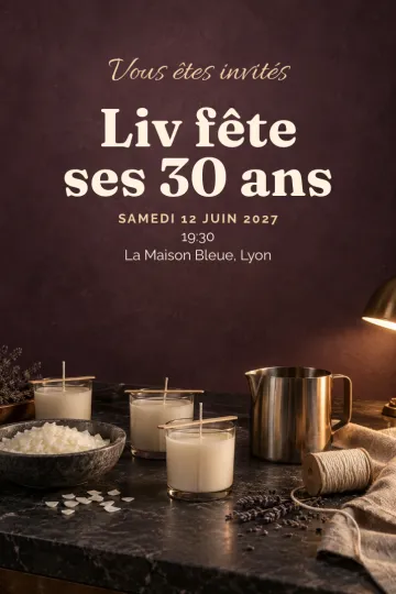 Invitation avec le modèle Atelier bougies