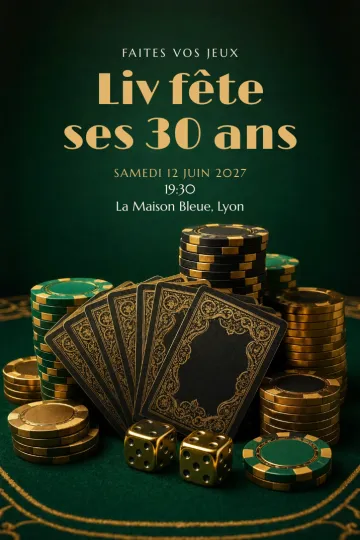 Invitation avec le modèle Soirée casino