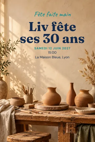 Invitation avec le modèle Atelier de céramique