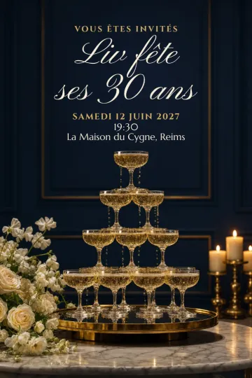 Invitation avec le modèle Tour de champagne