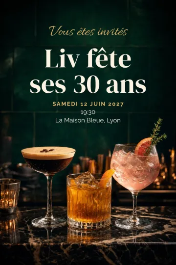 Invitation avec le modèle Club cocktail