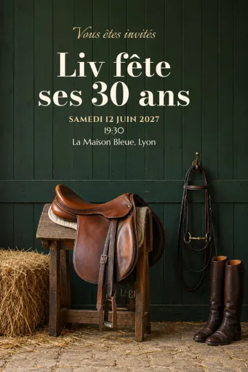 Invitation avec le modèle Soirée sellerie