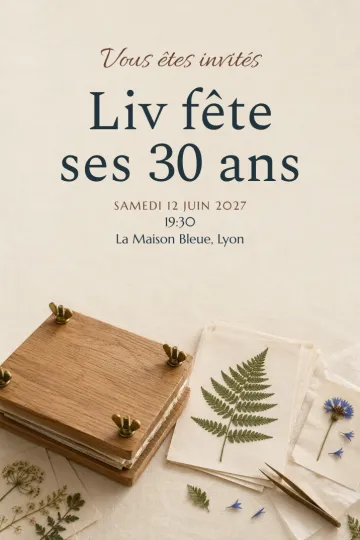 Invitation avec le modèle Atelier fleurs pressées