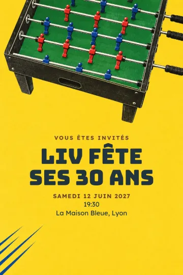 Invitation avec le modèle Anniversaire baby-foot