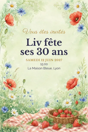 Invitation avec le modèle Fête au jardin