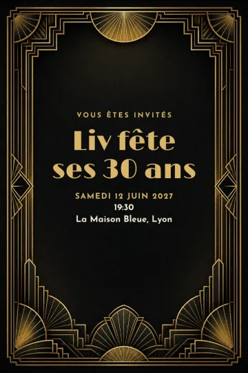 Invitation avec le modèle Années folles