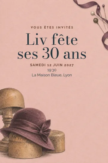 Invitation avec le modèle Atelier chapelier
