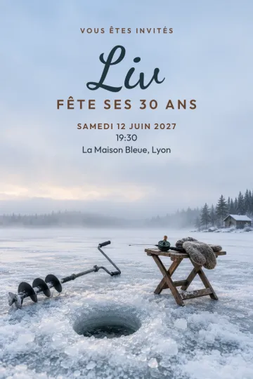 Invitation avec le modèle Pêche sur glace