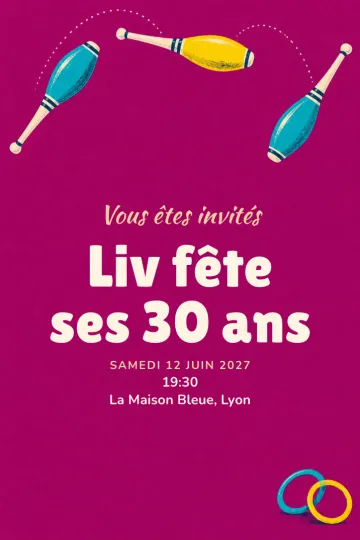 Invitation avec le modèle Fête de jonglage