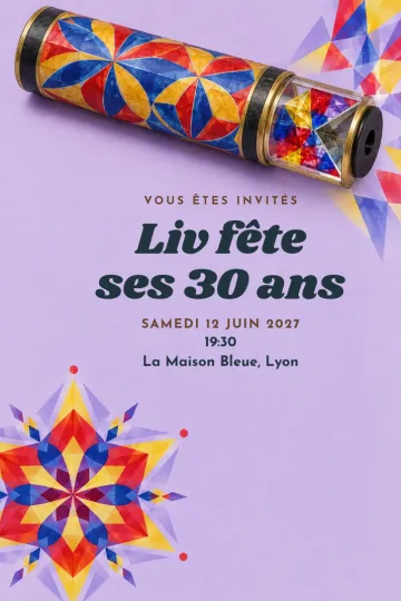 Invitation avec le modèle Fête kaléidoscope