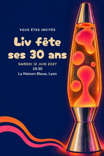 Invitation avec le modèle Soirée lampe à lave