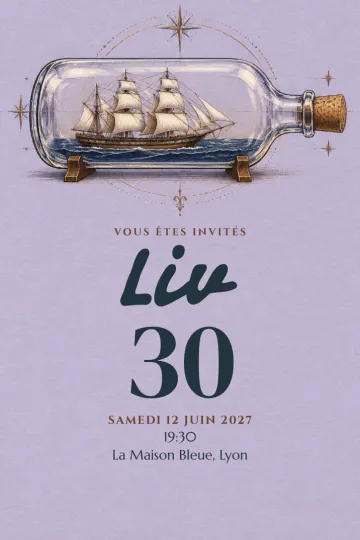 Invitation avec le modèle Un monde dans une bouteille