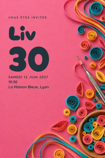 Invitation avec le modèle Atelier de quilling