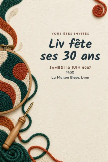 Invitation avec le modèle Atelier punch needle