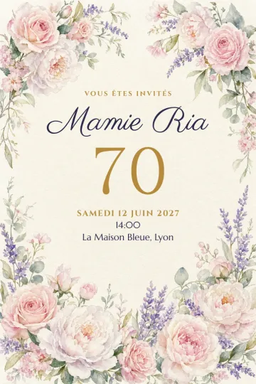 Invitation avec le modèle Radieux soixante-dix