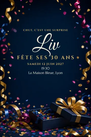 Invitation avec le modèle Chut, surprise
