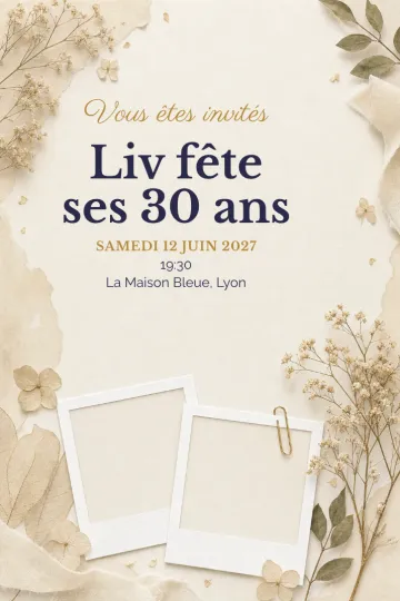 Invitation avec le modèle Hier et aujourd’hui