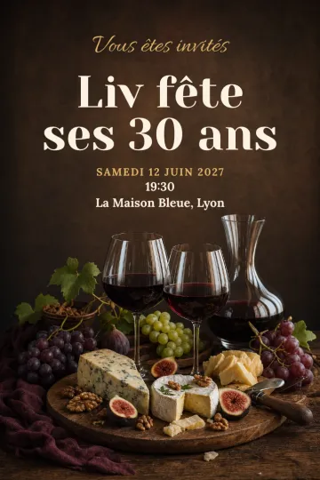 Invitation avec le modèle Vin et fromage