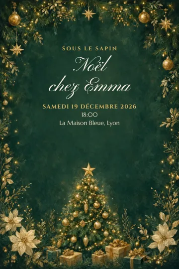 Invitation avec le modèle Sapin doré