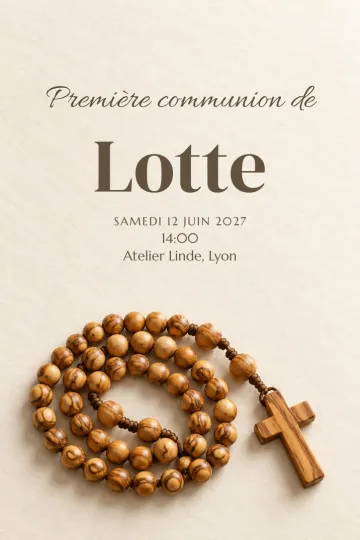 Invitation avec le modèle Chapelet en olivier