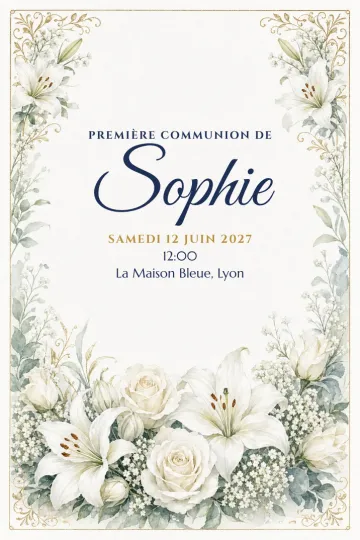 Invitation avec le modèle Fleurs blanches