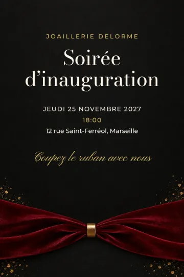 Invitation Soirée d’entreprise, modèle Velours et or