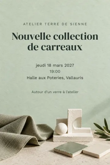 Invitation Soirée d’entreprise, modèle Céladon et argile