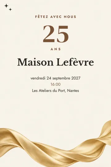 Invitation Soirée d’entreprise, modèle Soie dorée