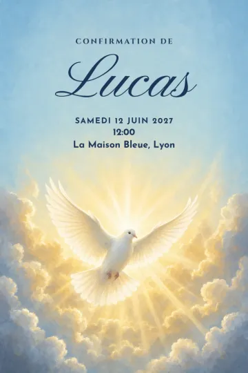 Invitation avec le modèle Colombe et lumière