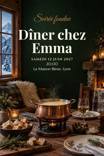 Invitation avec le modèle Fondue à la montagne