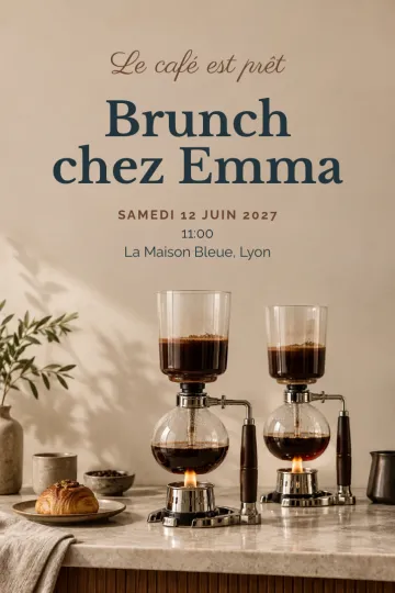 Invitation avec le modèle Brunch au siphon