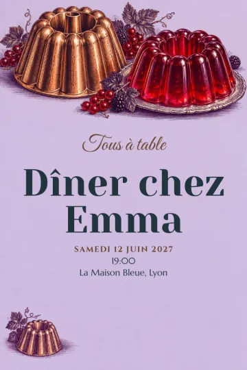 Invitation avec le modèle Cuivre et gelée
