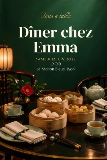 Invitation avec le modèle Dim sum et thé