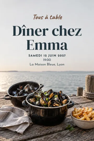 Invitation avec le modèle Moules sur le quai