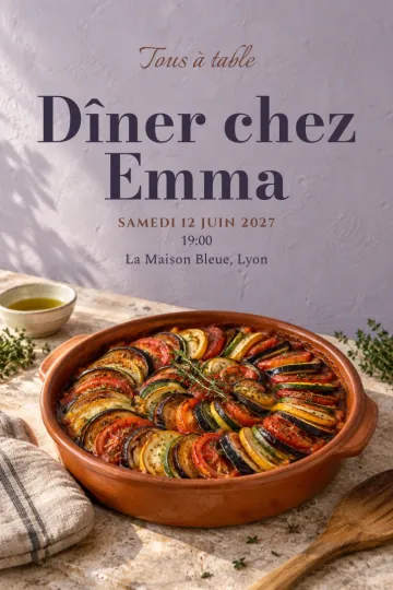 Invitation avec le modèle Gratin de ratatouille